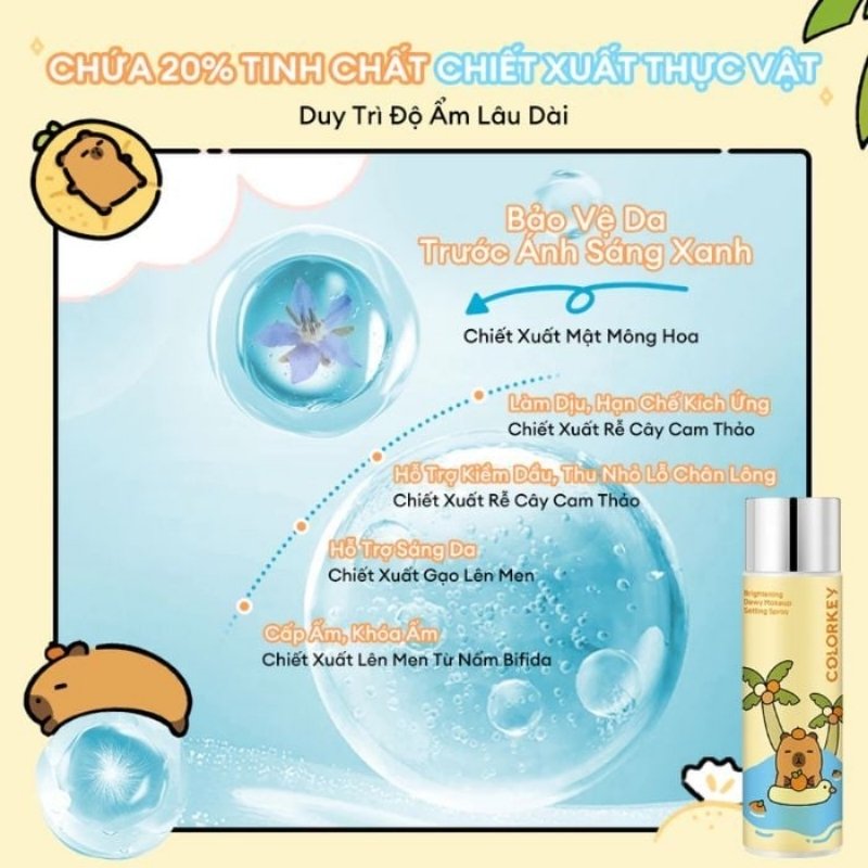 Xịt Khóa Nền Colorkey Brightening Dewy Makeup Setting Spray 100ml (Capypara Version)