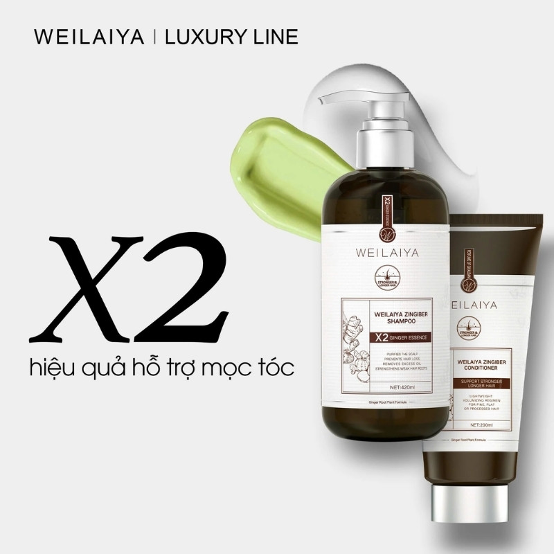 Bộ Gội Xả Gừng Weilaiya Luxury Zingiber Hỗ Trợ Mọc Tóc Và Chống Lão Hóa Da Đầu