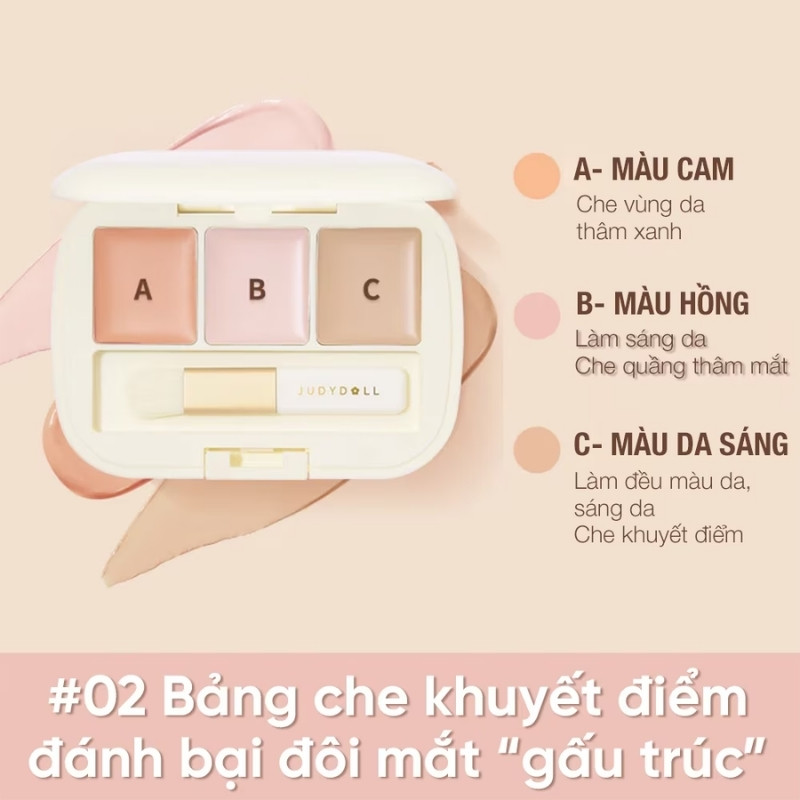 Bảng Che Khuyết Điểm 3 Màu Judydoll Three-Color Concealer Palette 2.7g