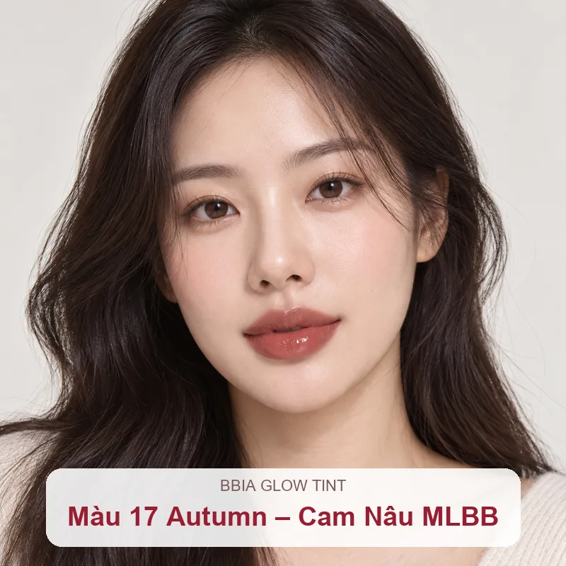 Son kem bóng Bbia Glow Tint màu 17 Autumn trên môi