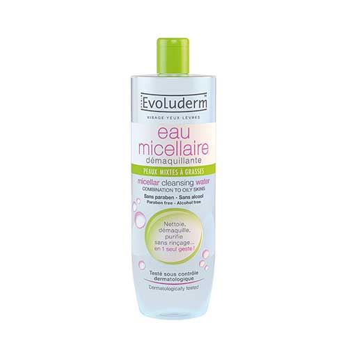 Nước Tẩy Trang Evoluderm Cho Da Hỗn Hợp, Dầu Mụn Eau Micellaire Oily Skin (Xanh)
