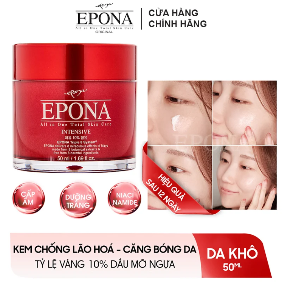 Kem Dưỡng Epona Dầu Ngựa Sáng Da, Ngừa Lão Hóa All-In-One Total Skin Care Intensive 50ml