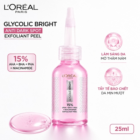 Tinh Chất Peel Da L'Oreal Glycolic Bright Anti Dark Spot Exfoliant Peel 25ml