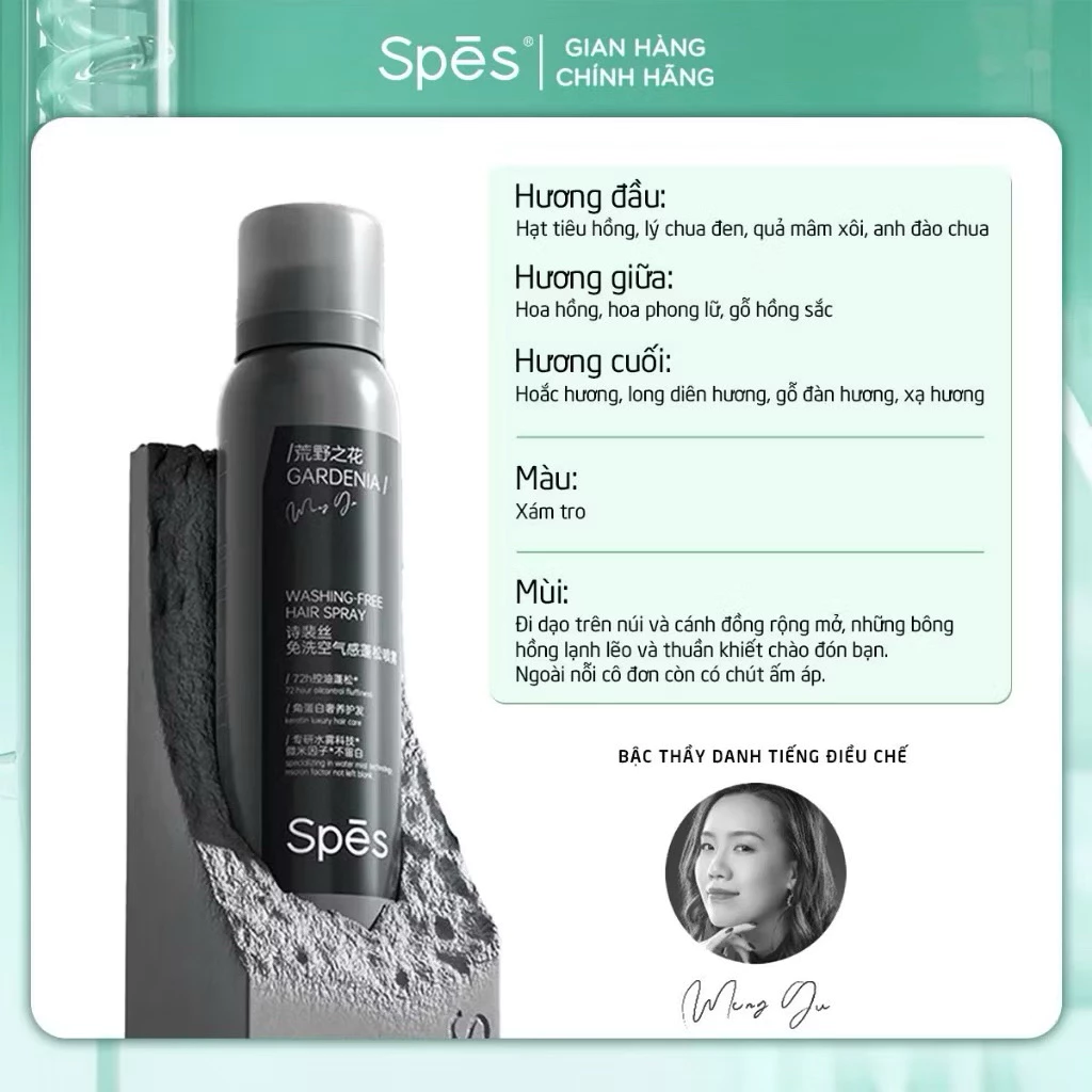 Dầu Gội Khô Spes Washing Free Hair Spray 72h 150ml (Mẫu Mới)