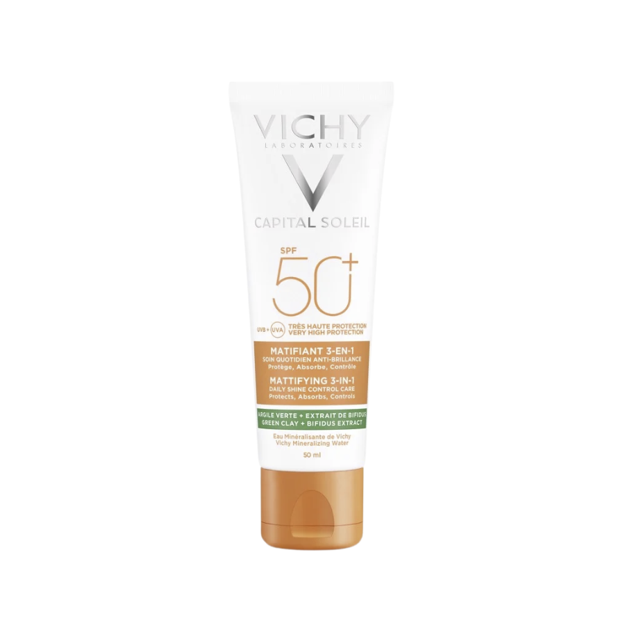 Kem Chống Nắng Vichy Capital Soleil Mattifying 3 In 1 SPF50 50ml (Vạch Xanh Lá)