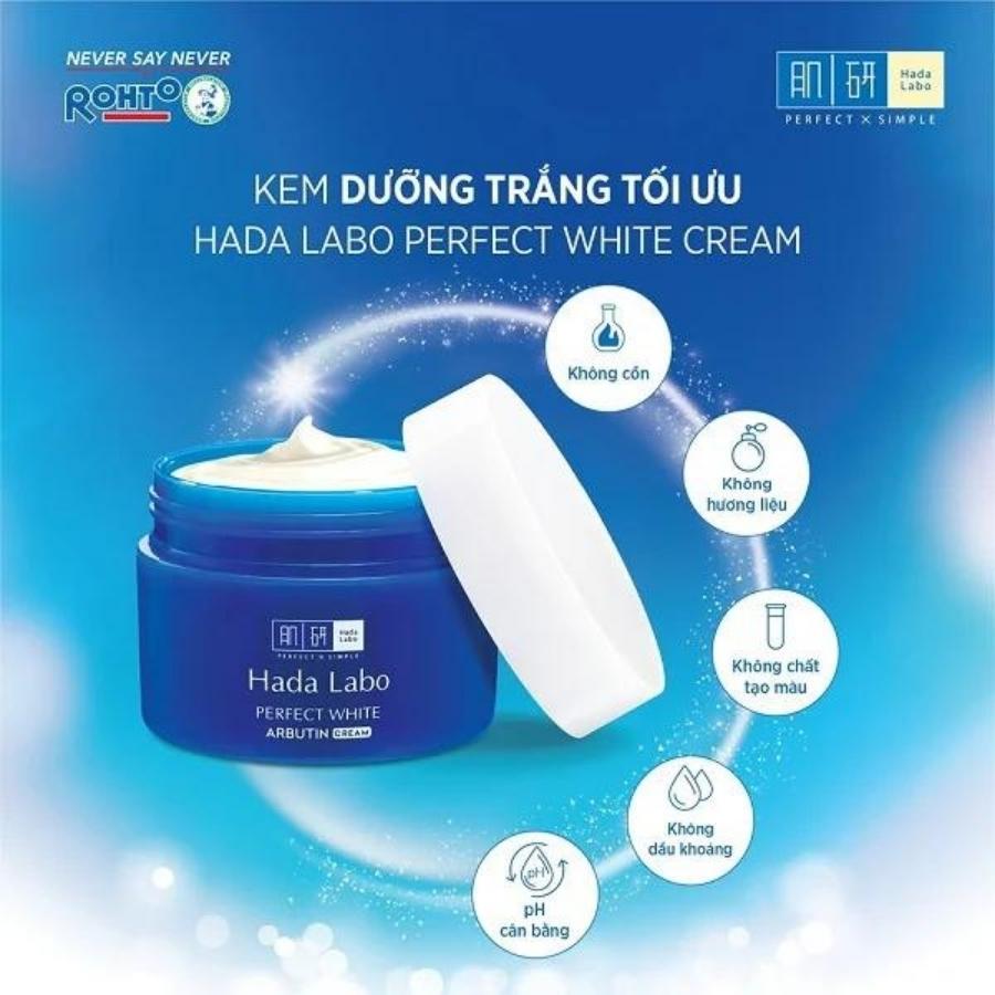 Kem Dưỡng Trắng Mượt Cấp Ẩm Sâu Hada Labo Perfect White Arbutin Cream 50g