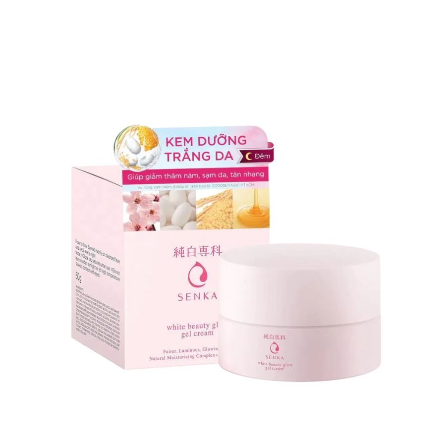 Kem Dưỡng Sáng Da, Mờ Thâm Senka Aqua Bright Glow Gel Cream 50g (Ban Đêm)