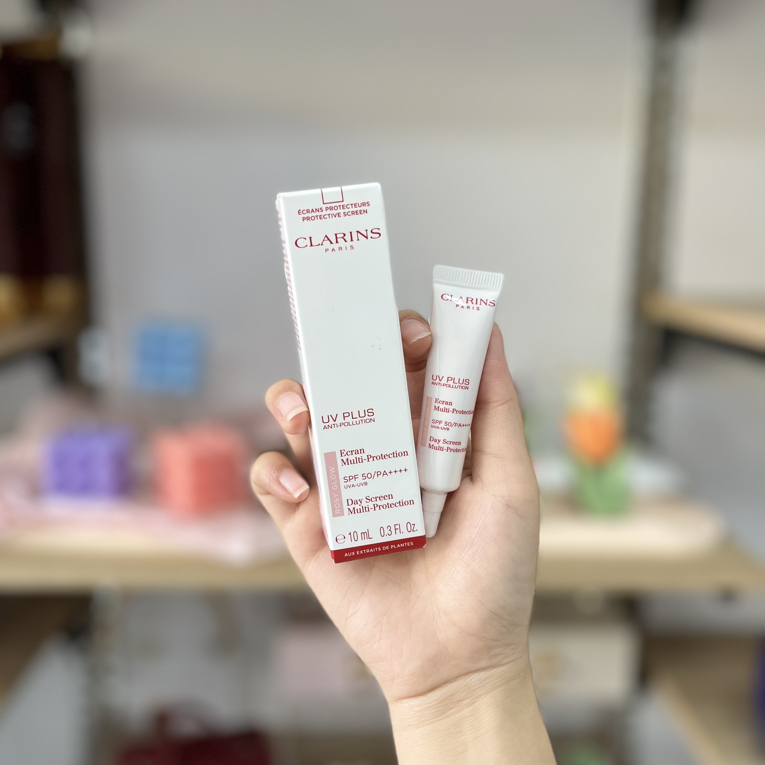 Kem Chống Nắng Clarins UV Plus Anti-Pollution SPF50+ 10ml - Rose Glow (Dạng Tuýp) (Mẫu Mới)