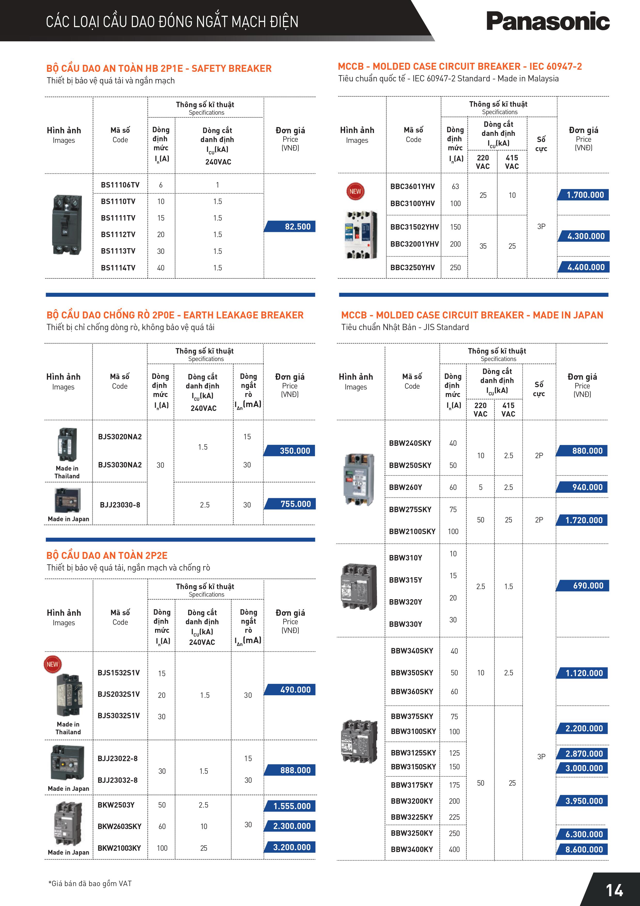 Bảng giá Panasonic