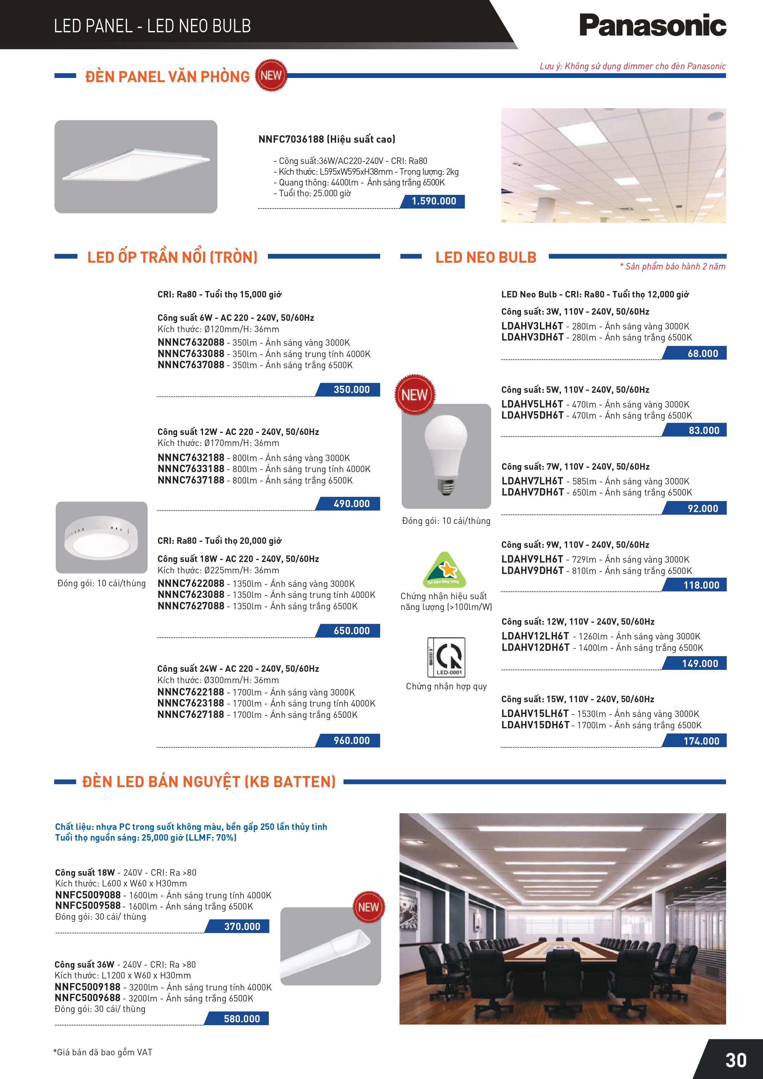 Bảng giá Panasonic