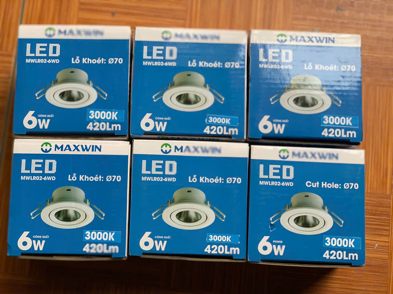 Đèn LED downlight rọi (Led Spotlight) phi 70, 6W Maxwin (ánh sáng trắng/vàng)