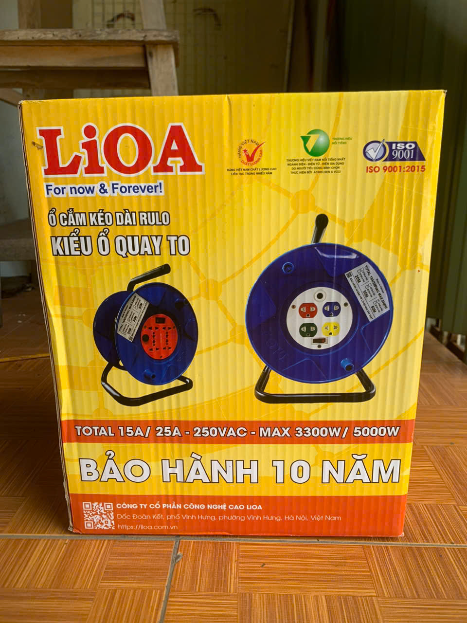 Ổ cắm Lioa kéo dài quay tay kiểu Rulo loại lớn 50m phục vụ sạc cho xe điện (QT50-3-25A)