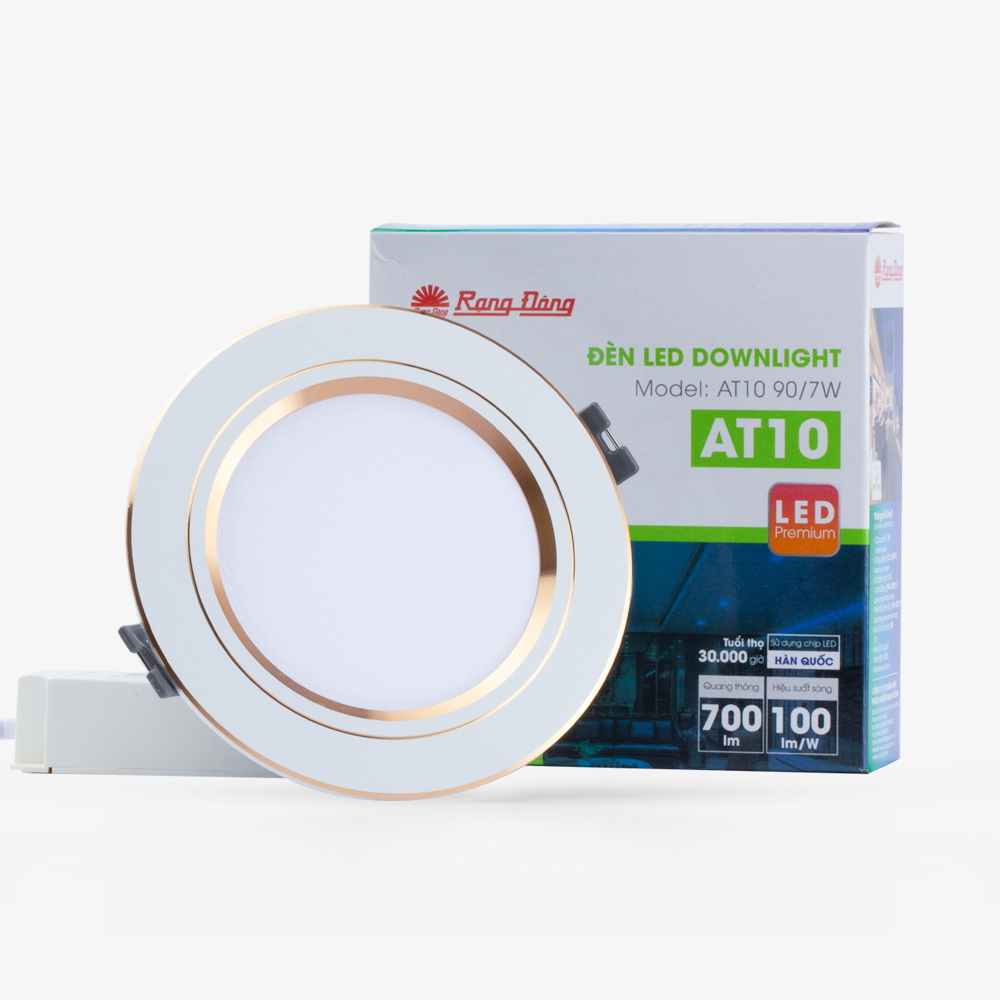 Đèn LED âm trần 90/7W viền vàng/viền bạc Rạng Đông (AT10 90/7W)
