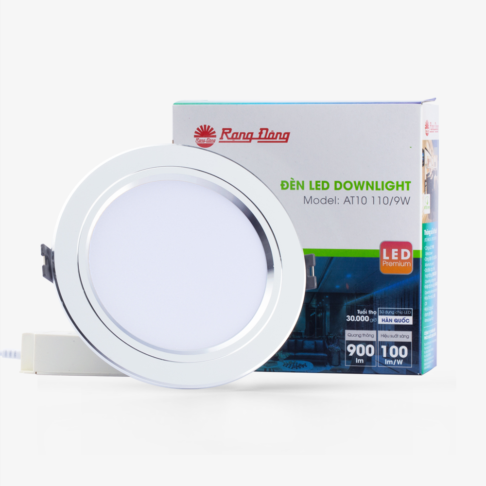 Đèn LED âm trần 110/9W viền vàng/viền bạc Rạng Đông (AT10 110/9W)