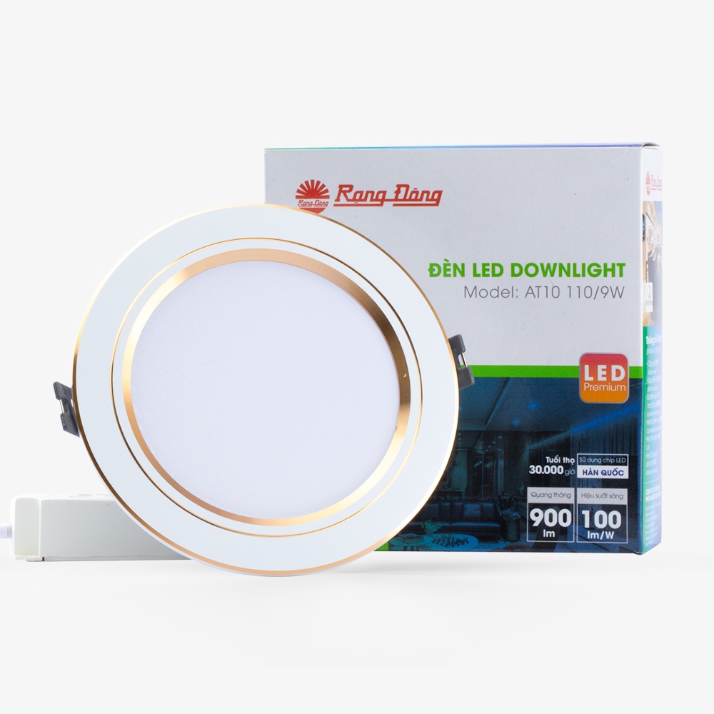Đèn LED âm trần 110/9W viền vàng/viền bạc Rạng Đông (AT10 110/9W)
