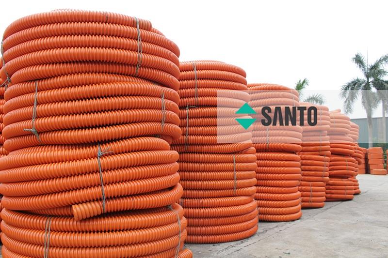Ống nhựa xoắn bảo vệ tiếp địa trạm HDPE D32/25 SANTO