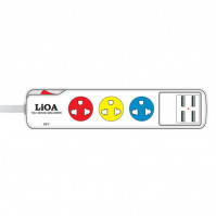 Ổ cắm Lioa kéo dài có 4 cổng TYPE-A, 3m, 10A, 2200W (3SN4A12W)