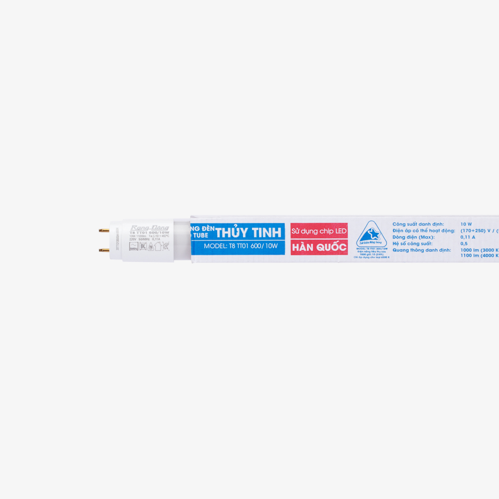 LED Tuýp thủy tinh 0.6m 10W Rạng Đông (T8 TT01 600/10W)