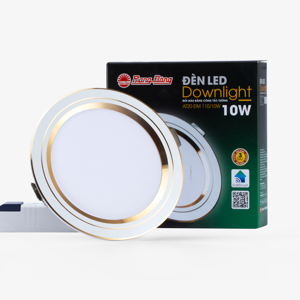Đèn LED âm trần đổi màu 110/10W viền vàng/viền bạc Rạng Đông (AT20 ĐM 110/10W)