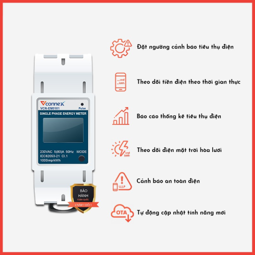 Công Tơ Điện Tử Thông Minh 1 Pha Vconnex - Giám Sát Và Theo Dõi Tiêu Thụ Điện