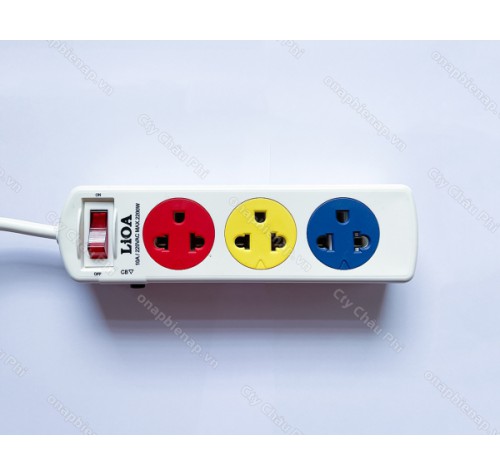Ổ cắm Lioa kéo dài có công tắc, có CB, 3m, 10A, 2200W, có tiếp địa (3SNW3.3.10)