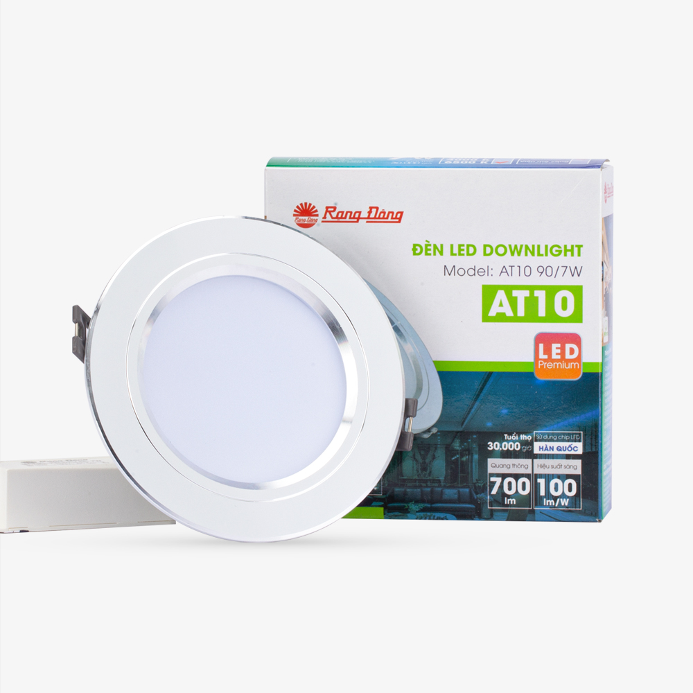Đèn LED âm trần 90/7W viền vàng/viền bạc Rạng Đông (AT10 90/7W)