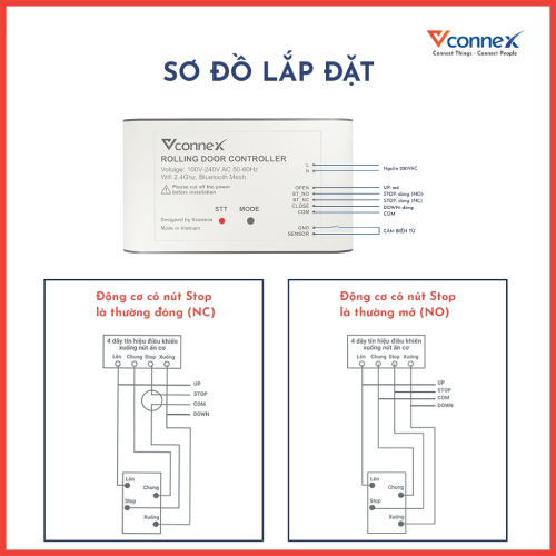 Bộ điều khiển cửa cuốn thông minh Vconnex - Bảo hành 12 tháng 1 đổi 1