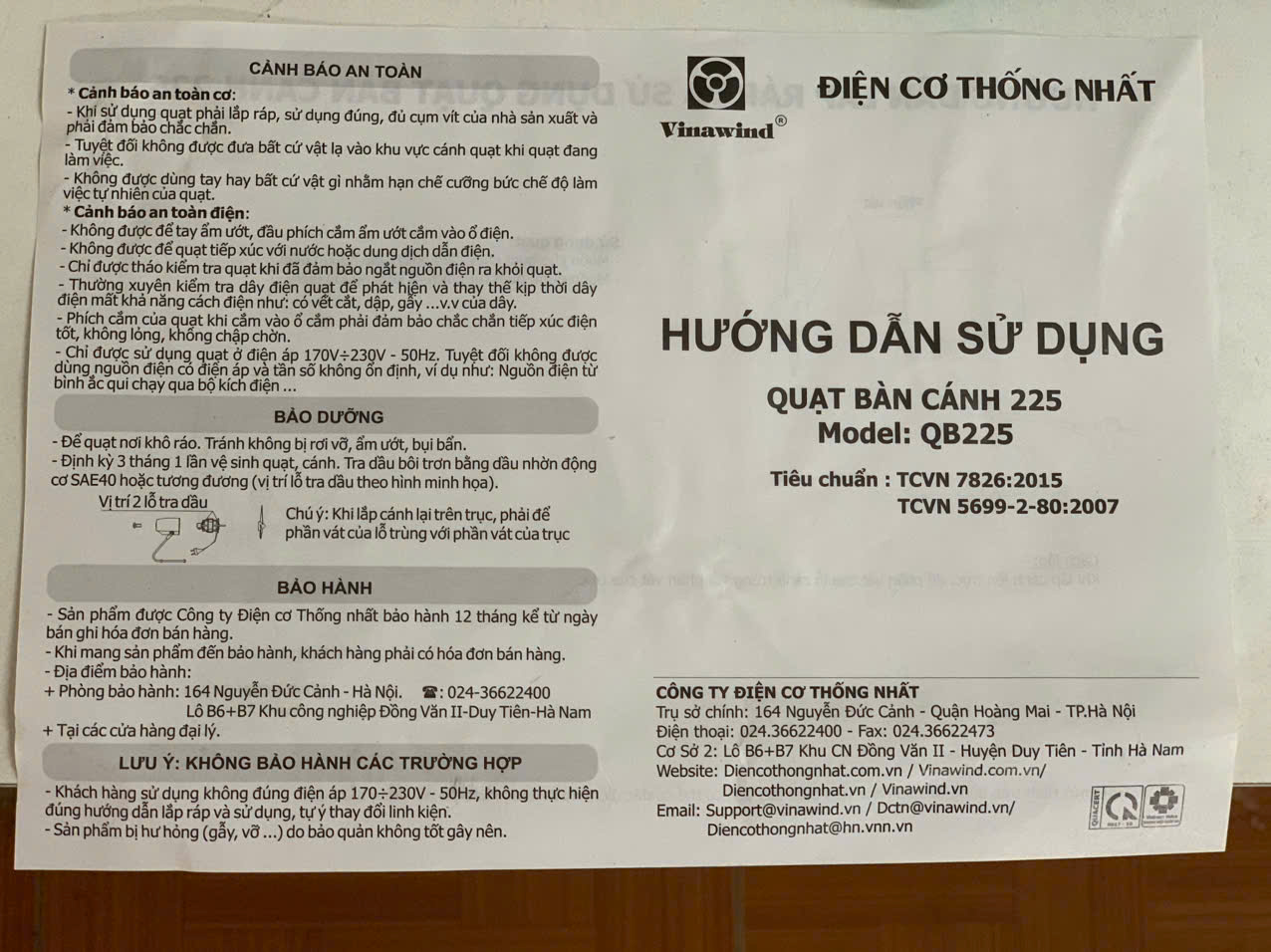 Quạt bàn cánh 225 Vinawind
