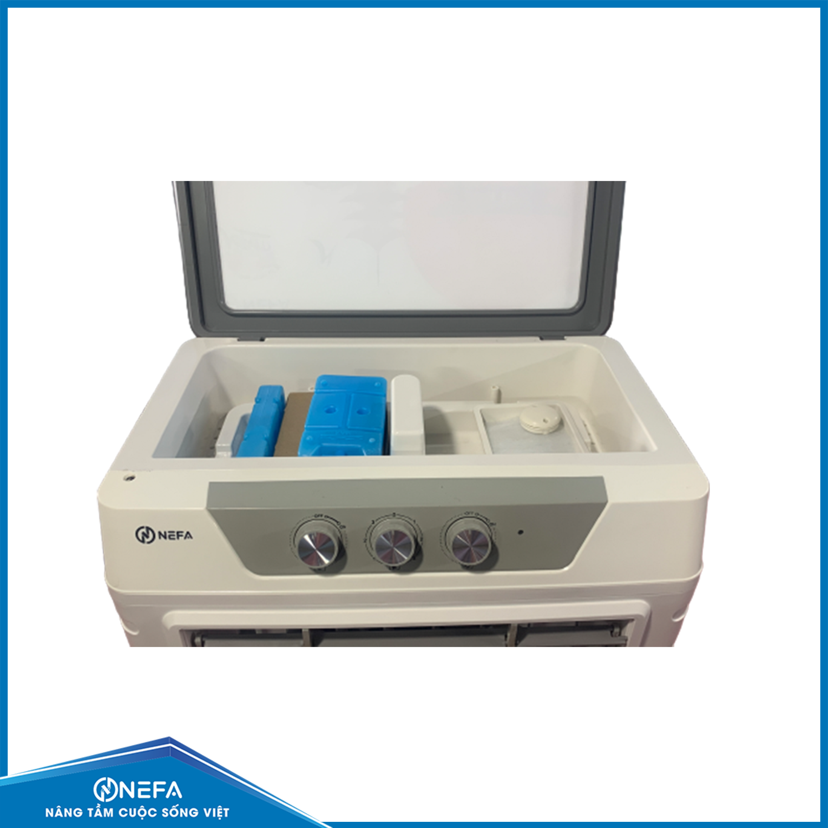 Quạt điều hòa hơi nước Nefa NF80 cơ (Màu ghi/xanh)