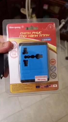 Ổ cắm du lịch 2 cổng USB Điện Quang (ESK TV06B 2U) màu xanh
