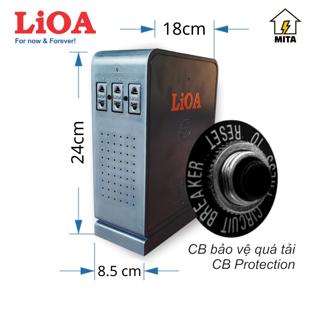 Biến áp đổi nguồn hạ áp 1 pha loại mới 1,5kVA (DNA015N) cho thiết bị âm thanh