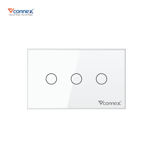 Công tắc thông minh chữ nhật không viền Vconnex - 3 nút
