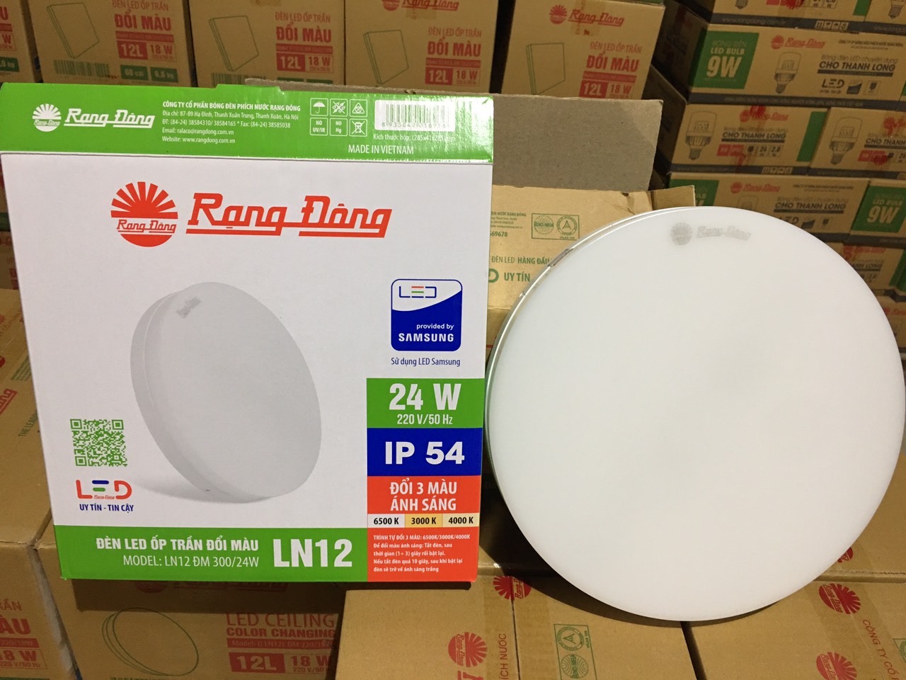 Đèn LED ốp trần tròn 24W đế nhôm Rạng Đông (LN12 300/24W)