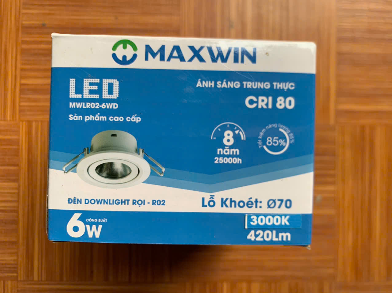 Đèn LED downlight rọi (Led Spotlight) phi 70, 6W Maxwin (ánh sáng trắng/vàng)