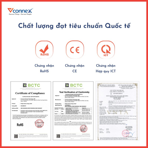 Công tắc thông minh vuông viền nhôm Vconnex - 3 nút