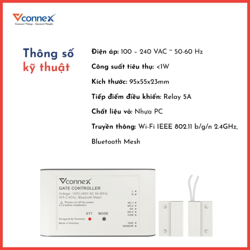 Bộ điều khiển cửa cổng thông minh Vconnex - Bảo hành 12 tháng 1 đổi 1
