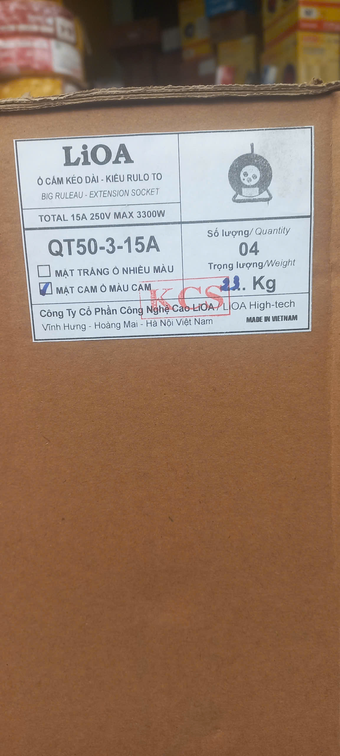 Ổ cắm Lioa kéo dài quay tay kiểu Rulo loại lớn 50m(QT50-3-15A/QTD50-3-15A)