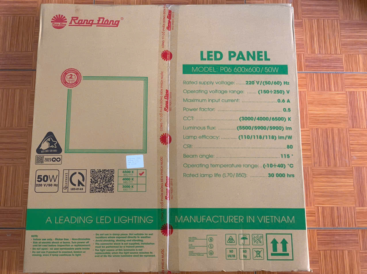 Đèn LED Panel chiếu thẳng P06 600x600 50W Rạng Đông (P06 600x600/50W)