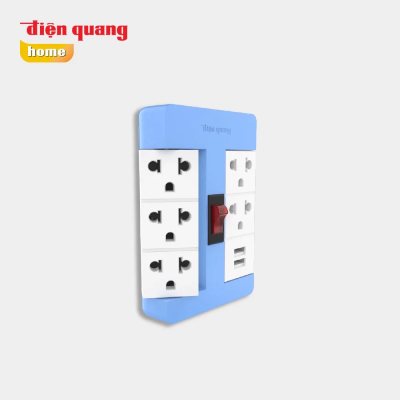 Ổ cắm xoay 90 độ Điện Quang ĐQ ESK RT 53 2USB (5 lỗ 3 chấu, 2USB)