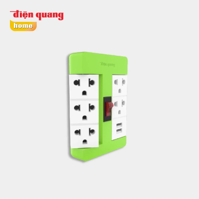 Ổ cắm xoay 90 độ Điện Quang ĐQ ESK RT 53 2USB (5 lỗ 3 chấu, 2USB)