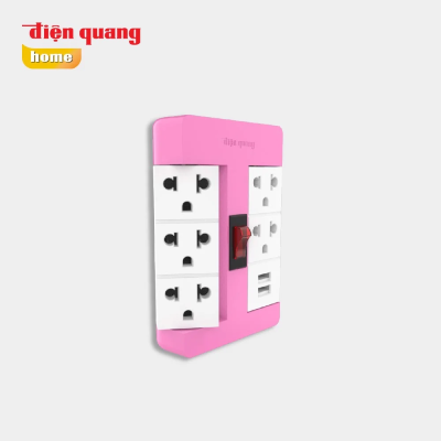 Ổ cắm xoay 90 độ Điện Quang ĐQ ESK RT 53 2USB (5 lỗ 3 chấu, 2USB)