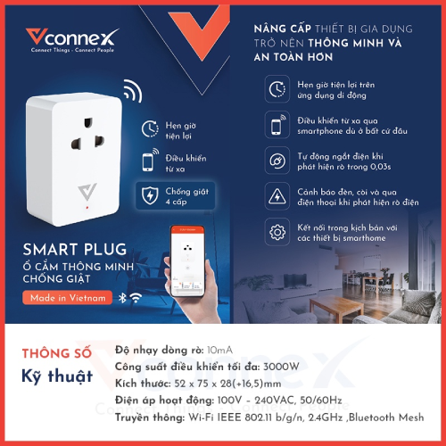 Ổ cắm điện thông minh chống giật Vconnex