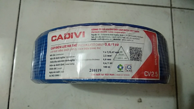 Cáp điện Cu/PVC 1x2,5mm2 0,6/1kV Cadivi