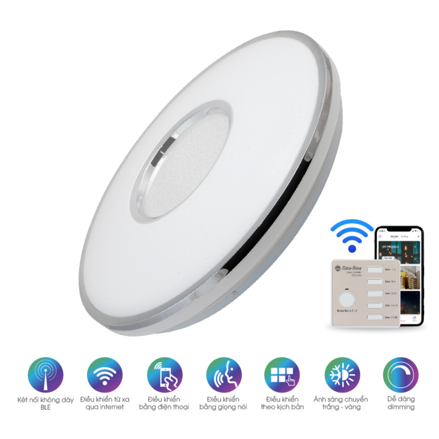 Đèn led ốp trần đổi màu 490/40W Bluetooth Rạng Đông (LN19.BLE 490/40W)