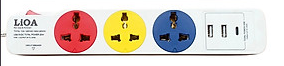 Ổ cắm Lioa kéo dài có 2 cổng TYPE-A + 1 cổng TYPE-C sạc siêu nhanh, 3m, 10A, 2200W (3SN2A1C20W)