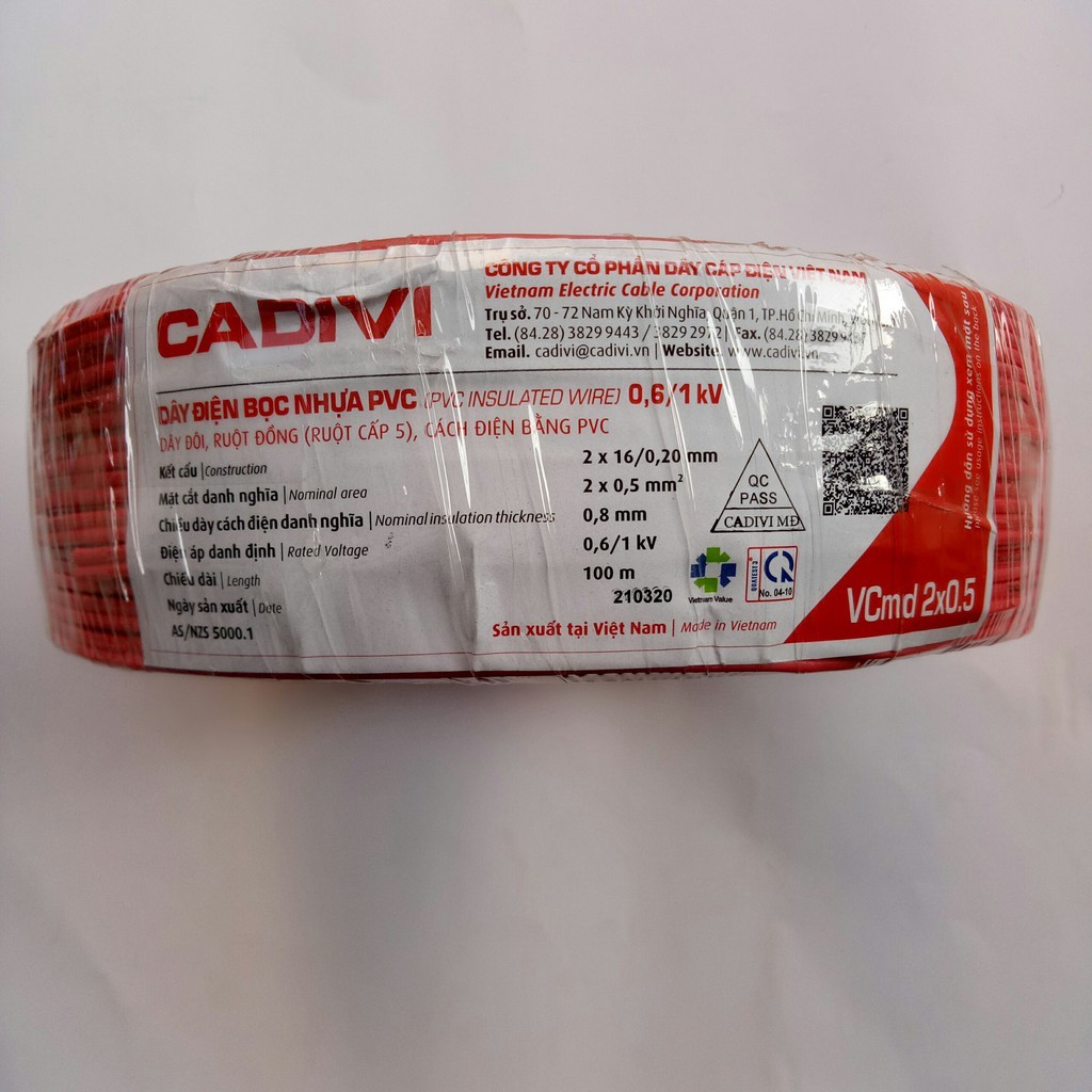 Dây dẹt 2x0,5mm2 0,6/1kV Cadivi