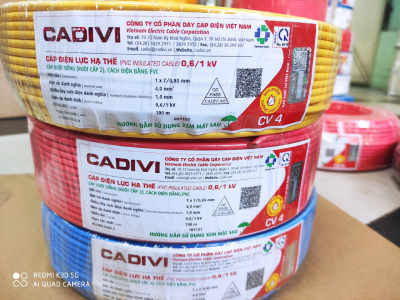 Cáp điện Cu/PVC 1x4mm2 0,6/1kV Cadivi