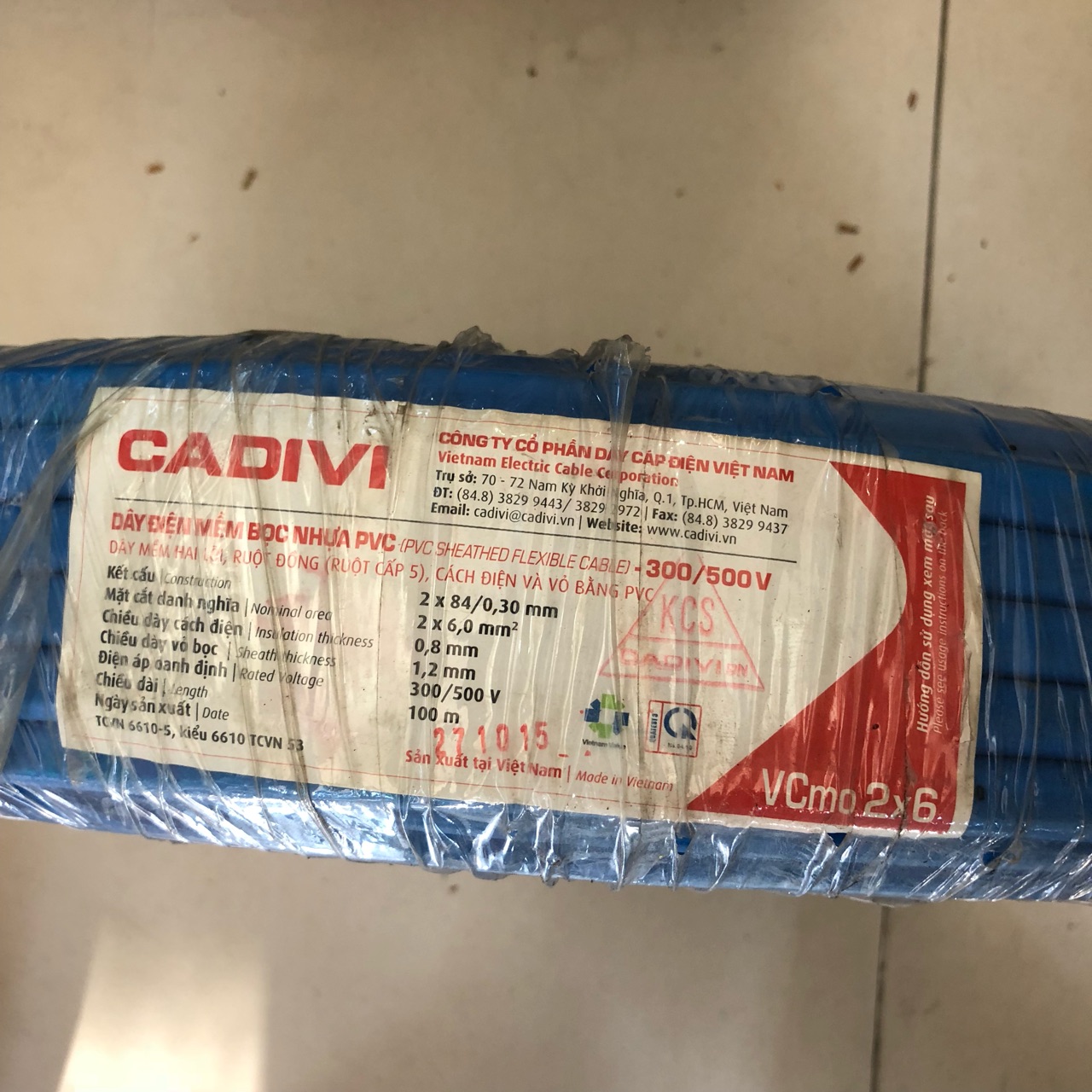 Dây ovan 2x6mm2 300/500V Cadivi