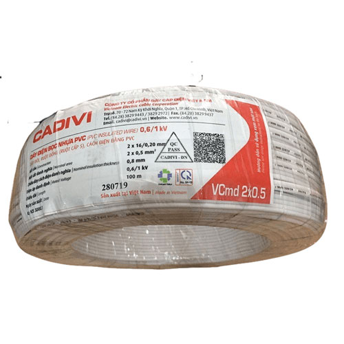 Dây dẹt 2x0,5mm2 0,6/1kV Cadivi