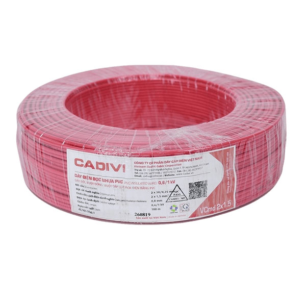 Dây dẹt 2x1,5mm2 0,6/1kV Cadivi